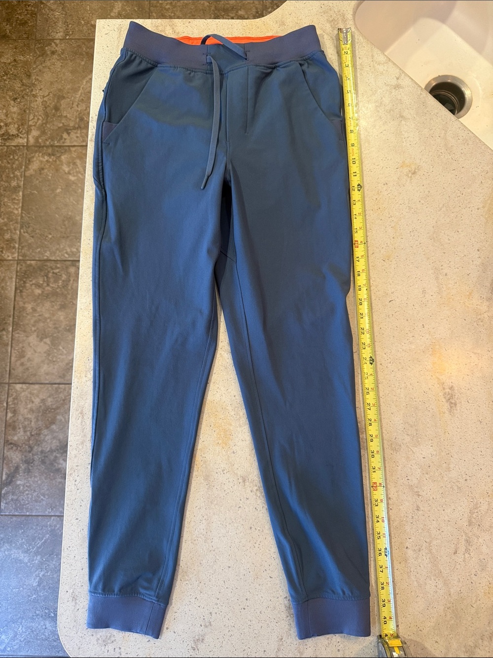 Birddogs Navy Joggers with Orange Waistband Accent